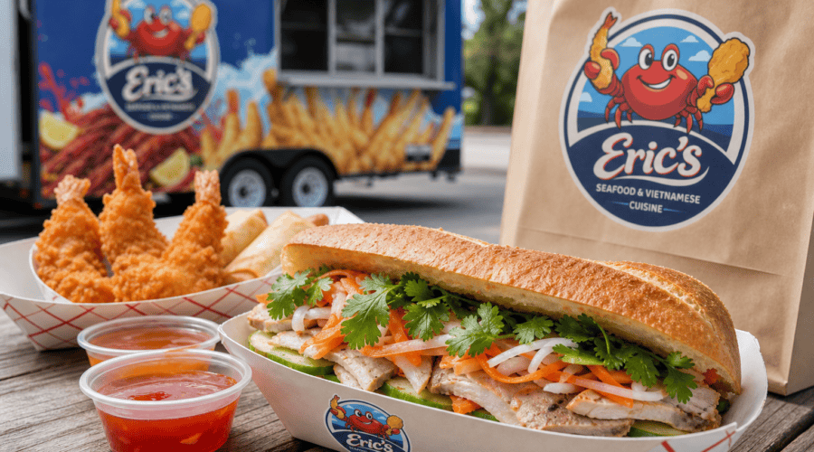 Bánh mì and fried rice from Eric’s Seafood Vietnamese food truck in Jacksonville NC