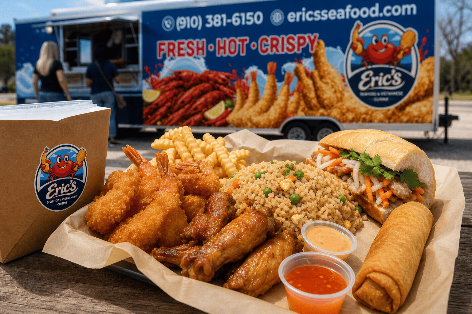 Eric’s Seafood food truck pickup scene in Jacksonville NC