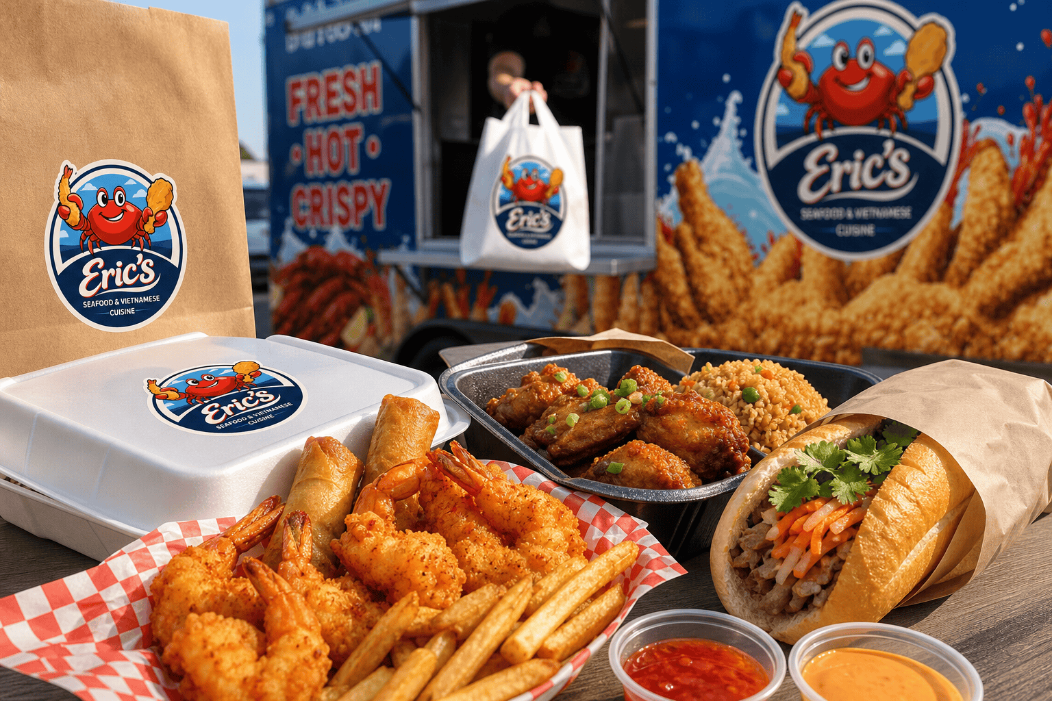 Food Delivery in Jacksonville, NC from Eric’s Seafood 3 Fresh seafood wings and Vietnamese food from Eric’s Seafood Jacksonville NC