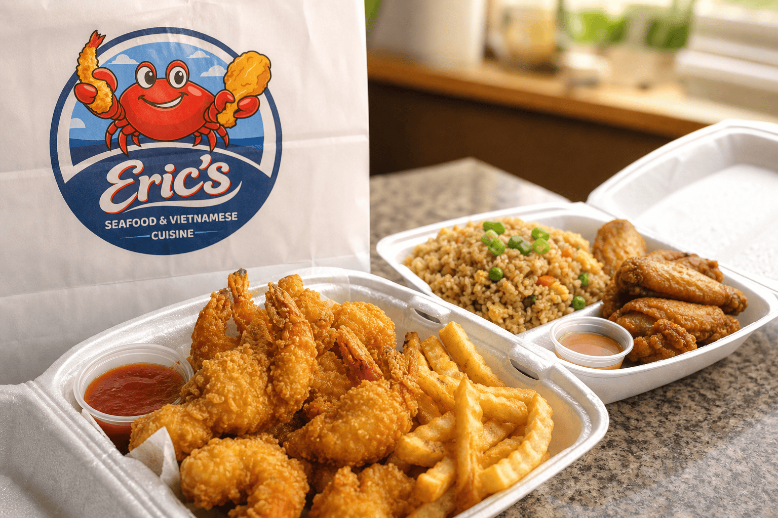 Eric’s Seafood food truck meal for military families in Jacksonville NC