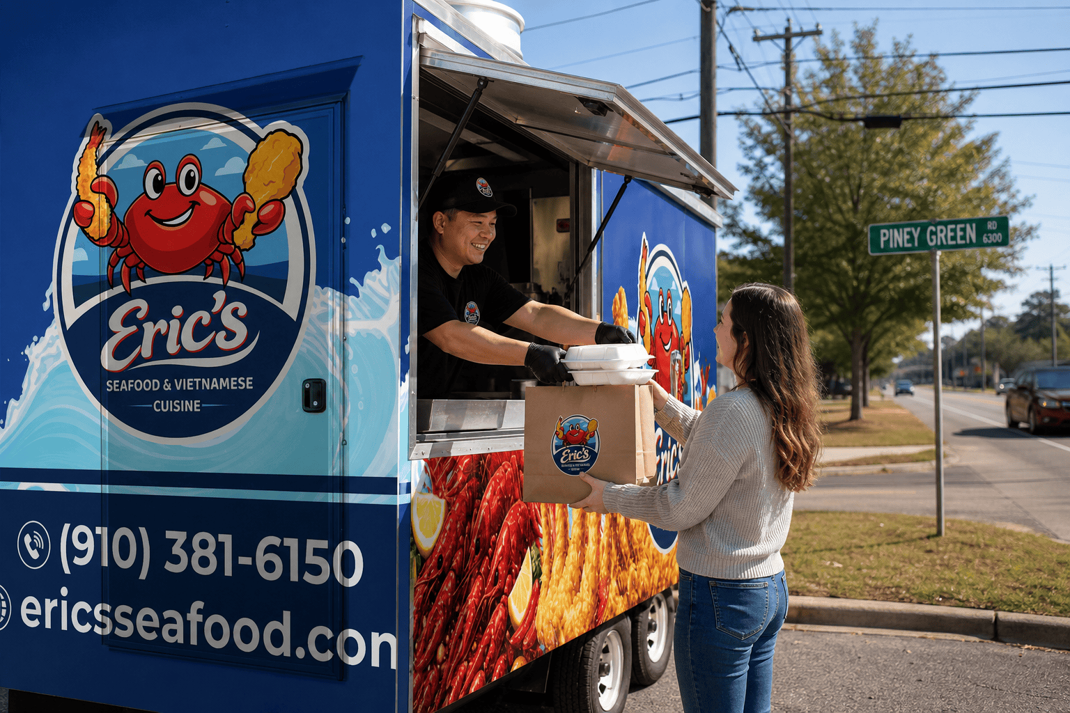 Food Near Piney Green Road: A Jacksonville, NC Food Truck Guide 3 Eric’s Seafood food truck pickup scene near Piney Green Road Jacksonville NC