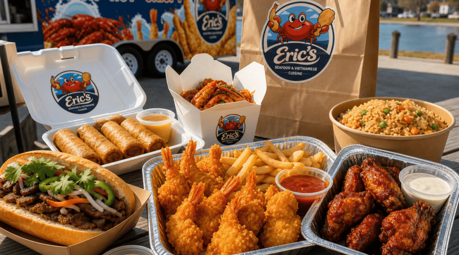 Eric’s Seafood menu items for holiday shopping food Jacksonville NC