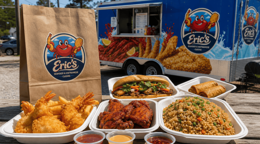 Eric’s Seafood pickup and delivery food truck order Jacksonville NC