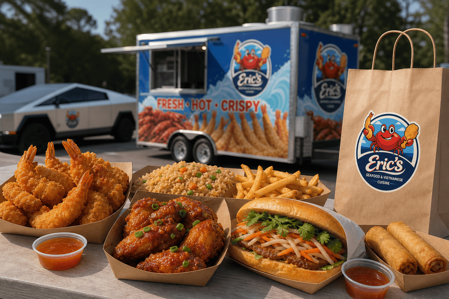 Eric’s Seafood food truck catering setup for Jacksonville NC and Onslow County events