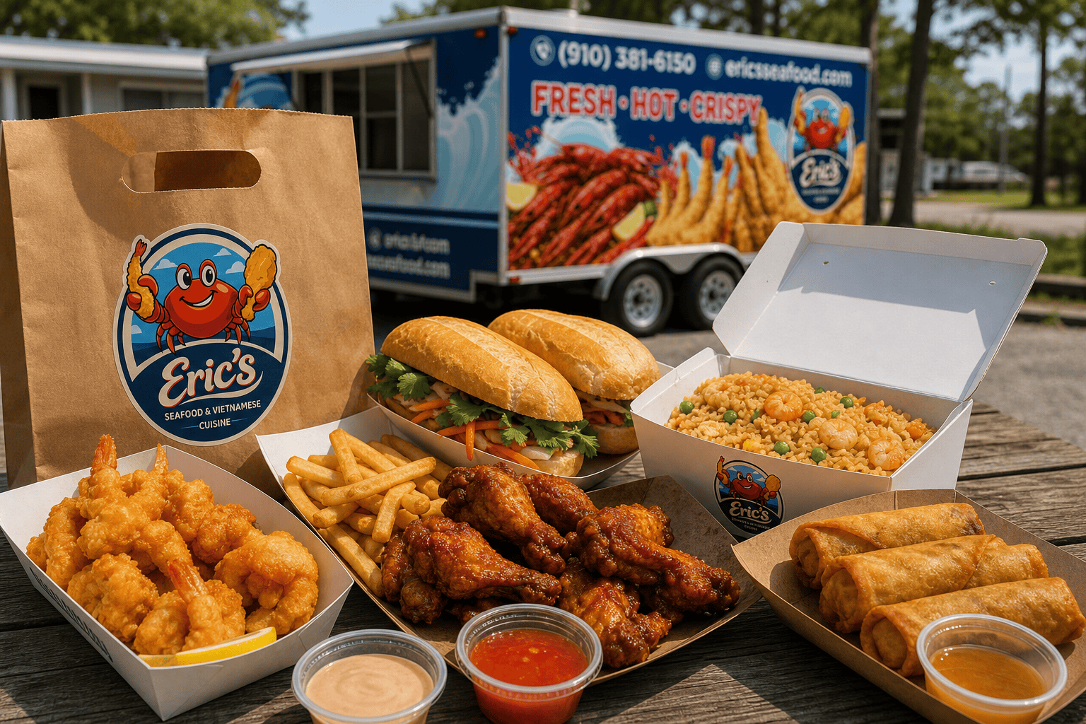 Eric’s Seafood food and takeout for A Day in the Life of a Food Truck Chef in Jacksonville, NC