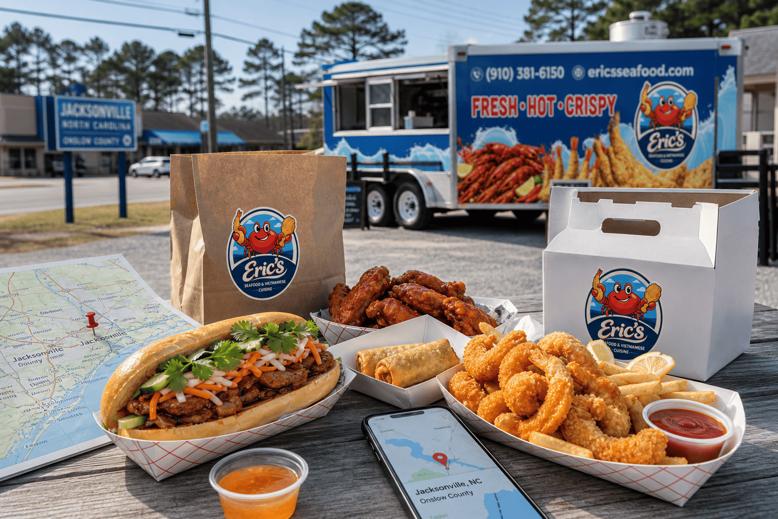 Eric’s Seafood food and takeout for Where to Find Eric’s Seafood Food Truck in Jacksonville, NC