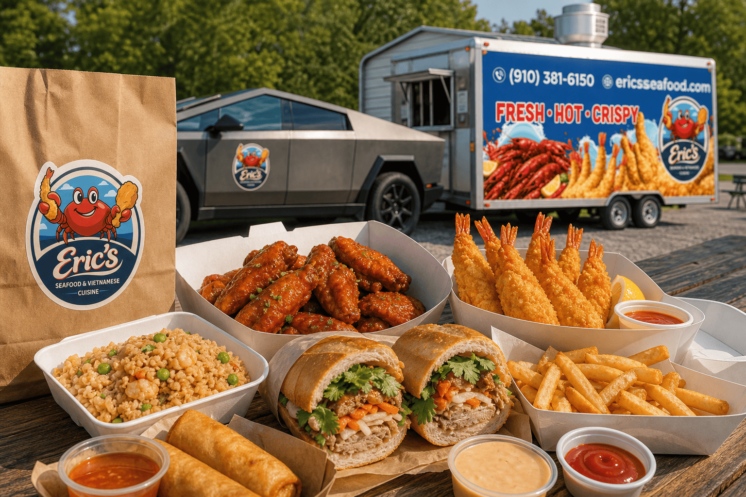 Best Game Day Food in Jacksonville, NC: Wings, Seafood & Shareable Sides 1 Eric’s Seafood food truck image for Best Game Day Food in Jacksonville, NC: Wings, Seafood & Shareable Sides