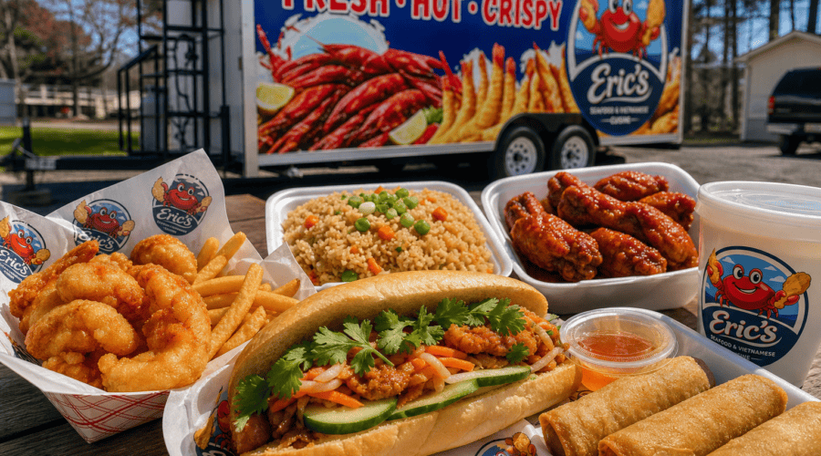 Eric’s Seafood takeout meal for food delivery in Jacksonville NC
