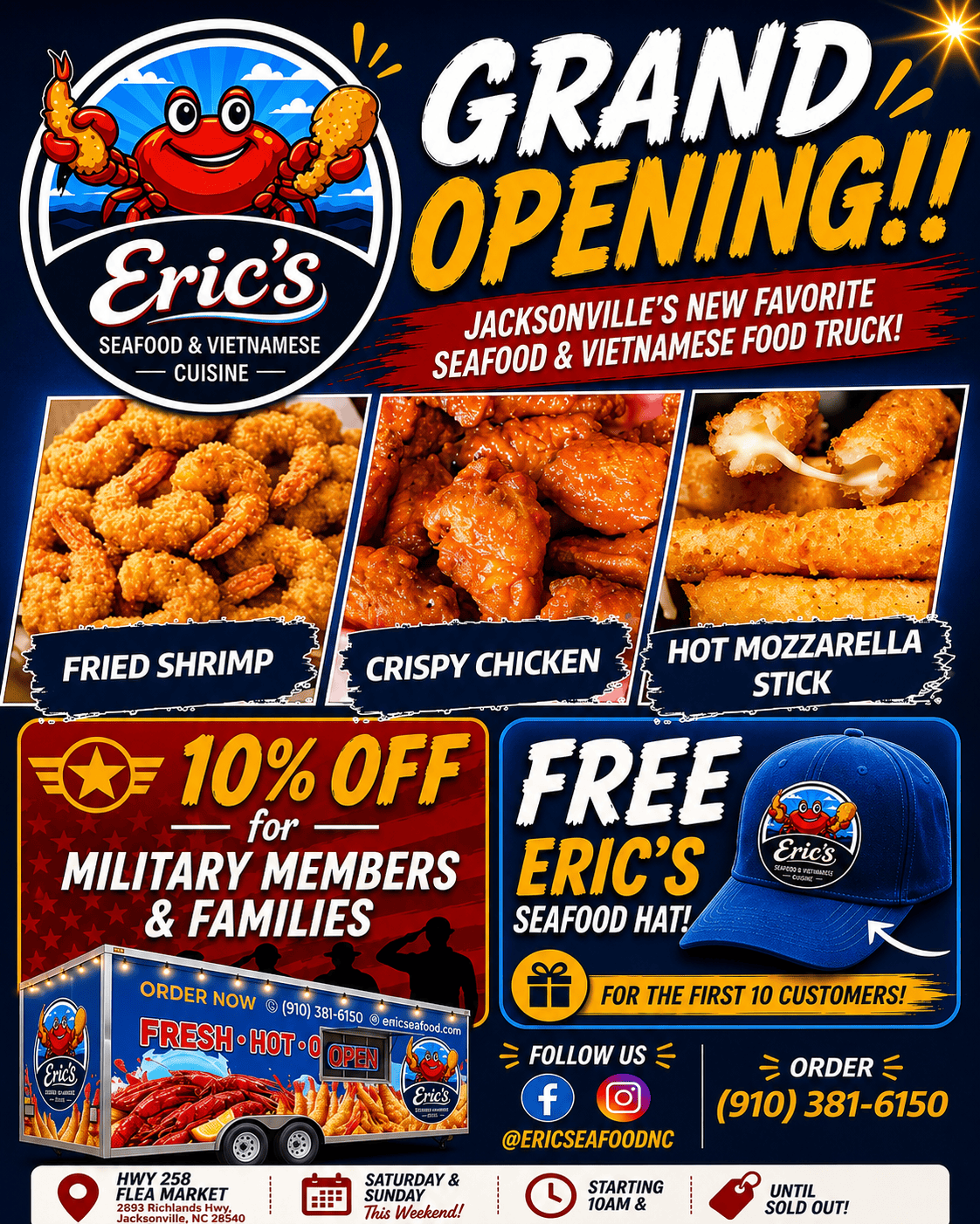 Eric’s Seafood grand opening weekend recap Jacksonville NC