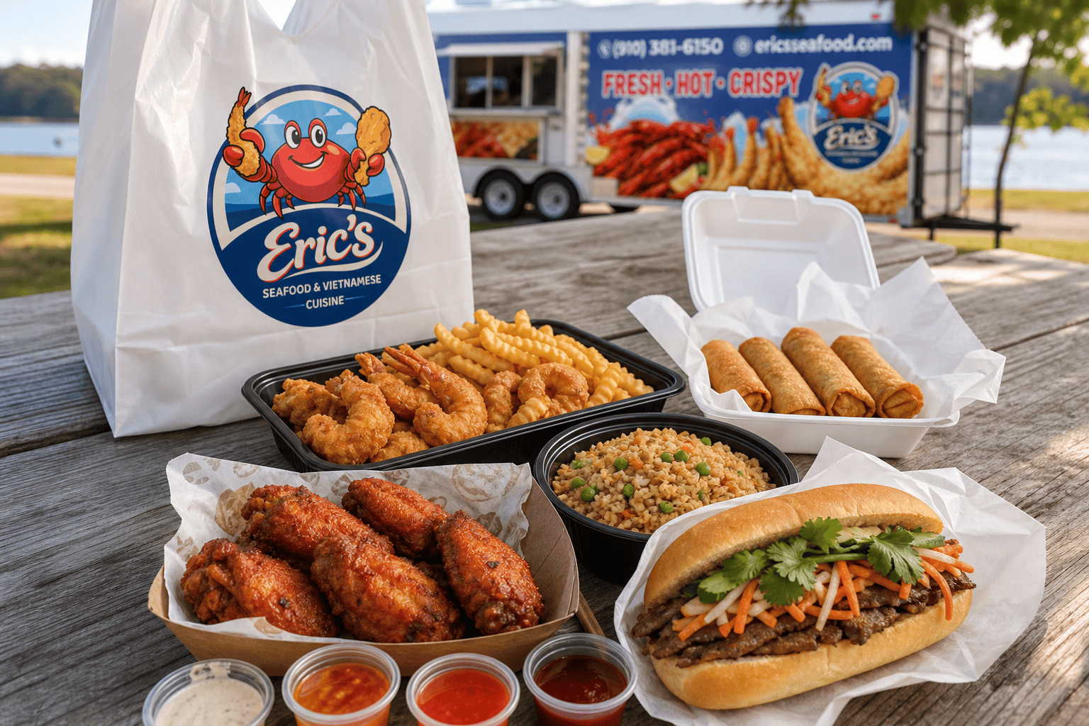 Outdoor Food Ideas in Jacksonville, NC: Easy Takeout from a Local Food Truck 2 Eric’s Seafood food and takeout for Outdoor Food Ideas in Jacksonville, NC: Easy Takeout from a Local Food Truck