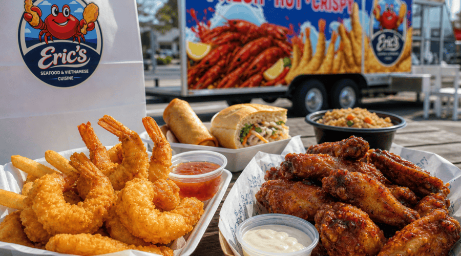 Food truck meal options from Eric’s Seafood in Jacksonville NC