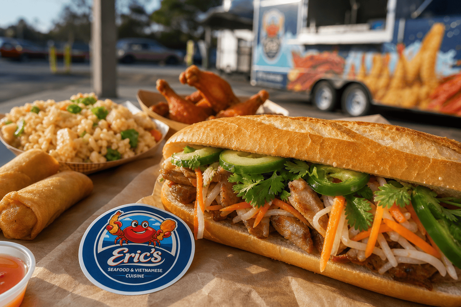 Jacksonville Local Food Guide: Where Seafood, Wings & Vietnamese Street Food Meet 3 Eric’s Seafood food truck serving Jacksonville NC local customers