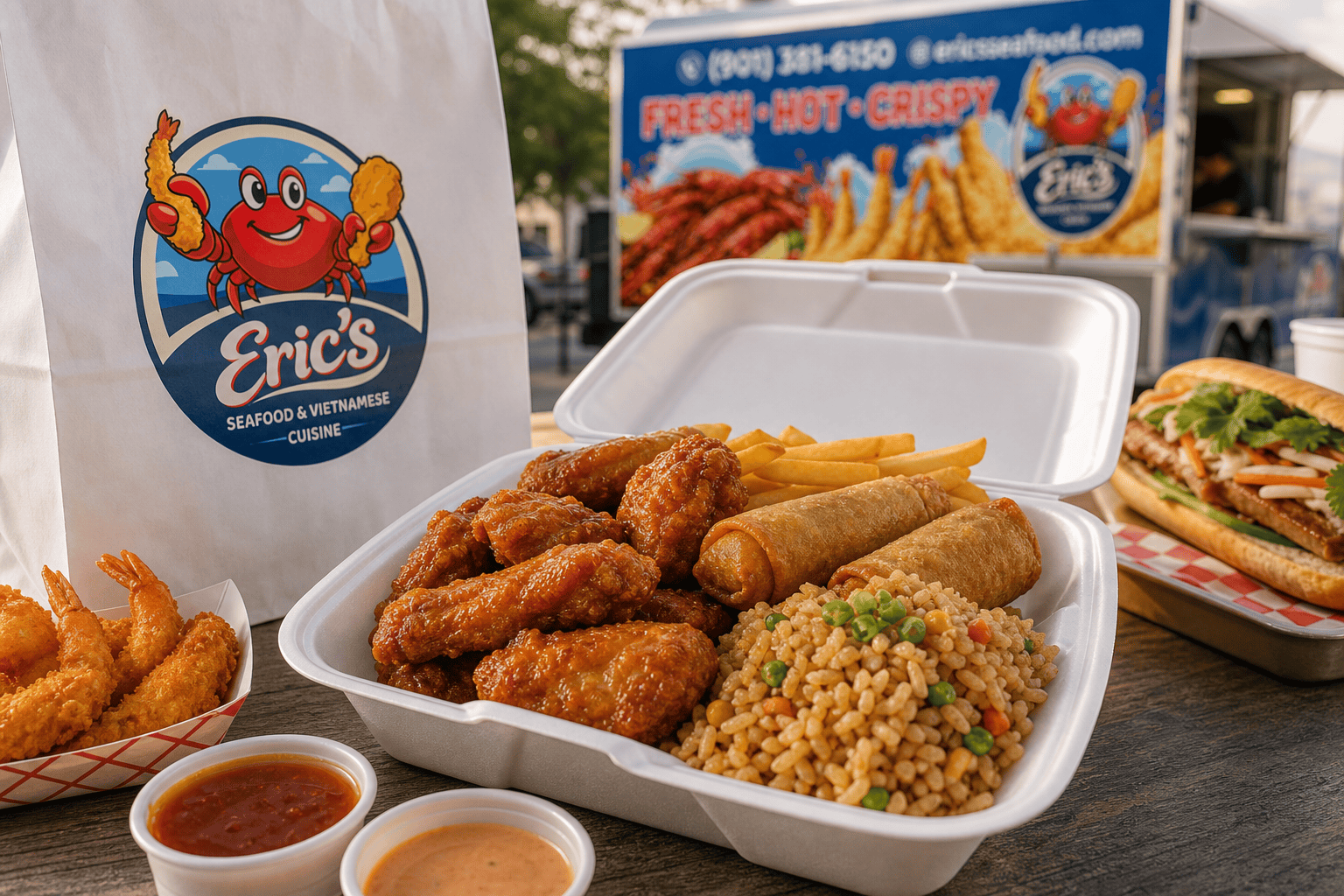 Wings Near Me in Jacksonville, NC: Hot Food Truck Wings Made Fresh 2 Eric’s Seafood food and takeout for Wings Near Me in Jacksonville, NC: Hot Food Truck Wings Made Fresh